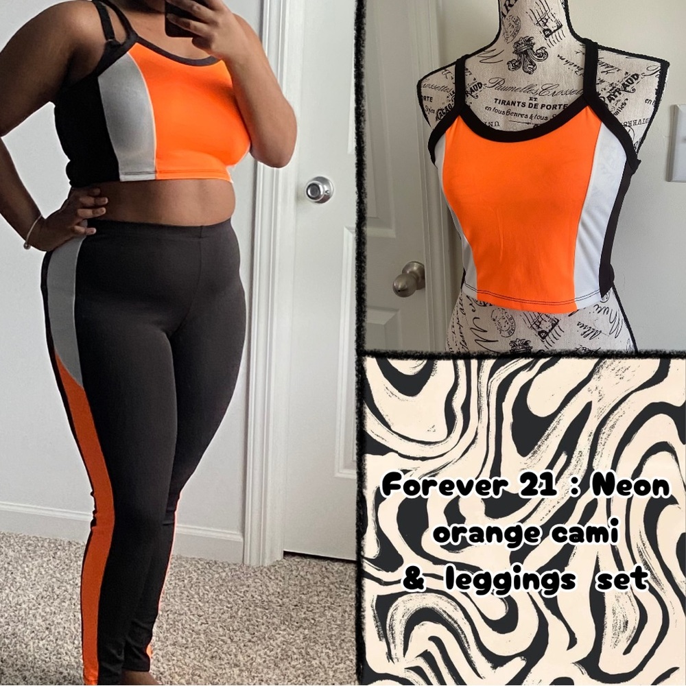 💜30% off sale💜 Forever 21 | Orange cami & leggings workout set